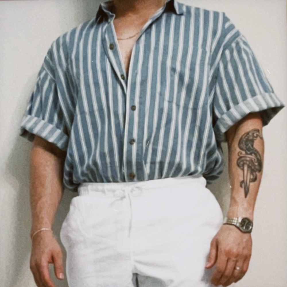 Men’s Vintage Style Striped Button Down